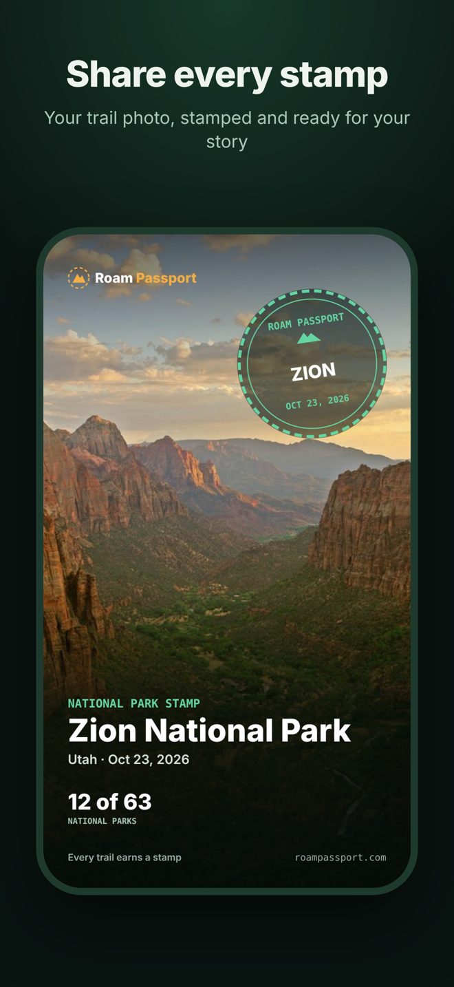 Stamp share card for Zion National Park